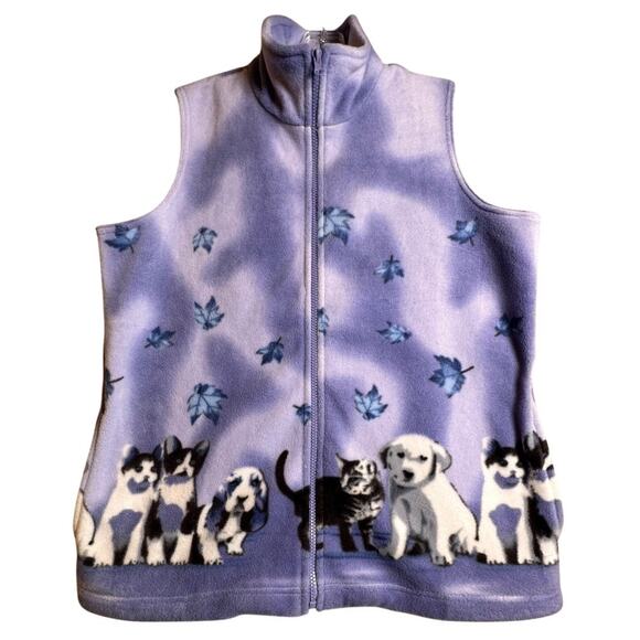Blair Jackets & Blazers - Vintage 90s Blair Women’s Sz M Fleece Cats Kittens Puppies Full Zip Vest Novelty